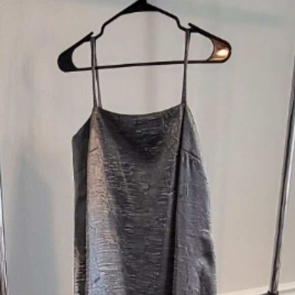 Handmade Satin Slip Dress Metallic Silver Boho Grunge Sz 4 - Picture 5 of 16